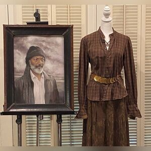 *Charming Brown Vintage Women's Country Plaid Blouse